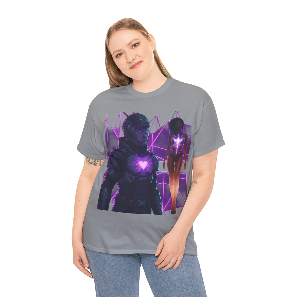 Power Run Black PRB Pretty Rich Bitch The Collection Purple Heart Cyberpunk Knight T-Shirt | Futuristic Armor Sci‑Fi Tee by Printify