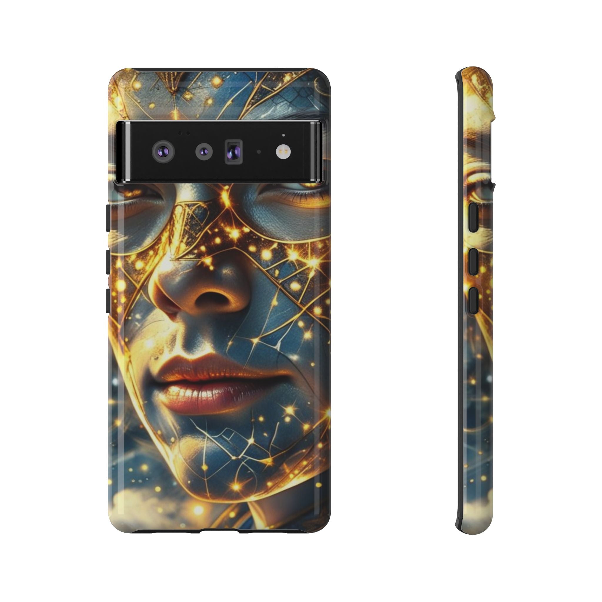 PRB Galactic Portrait Tough Case | Cosmic Face Phone Case, Starry Nebula Design by Power Runs Black