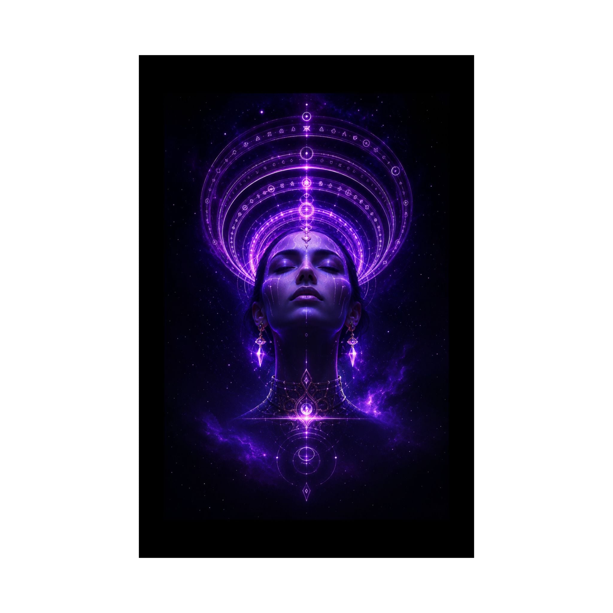 Power Runs Black Cosmic Goddess Poster — Purple Spiritual Wall Art Matte Vertical Print by Power Runs Black