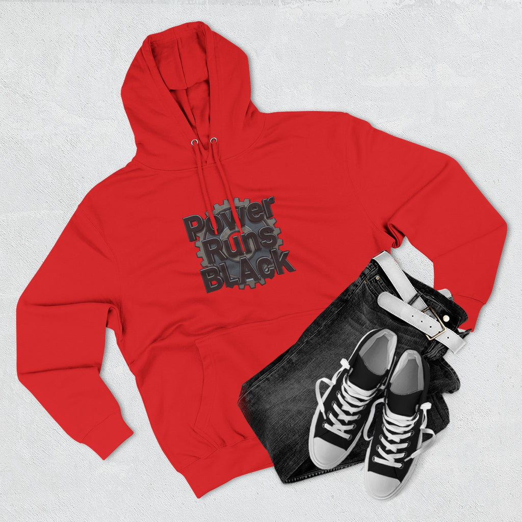 PRB Built of Power Graphic Hoodie — ‘Power Runs Black’ Industrial Mech Design by Power Runs Black