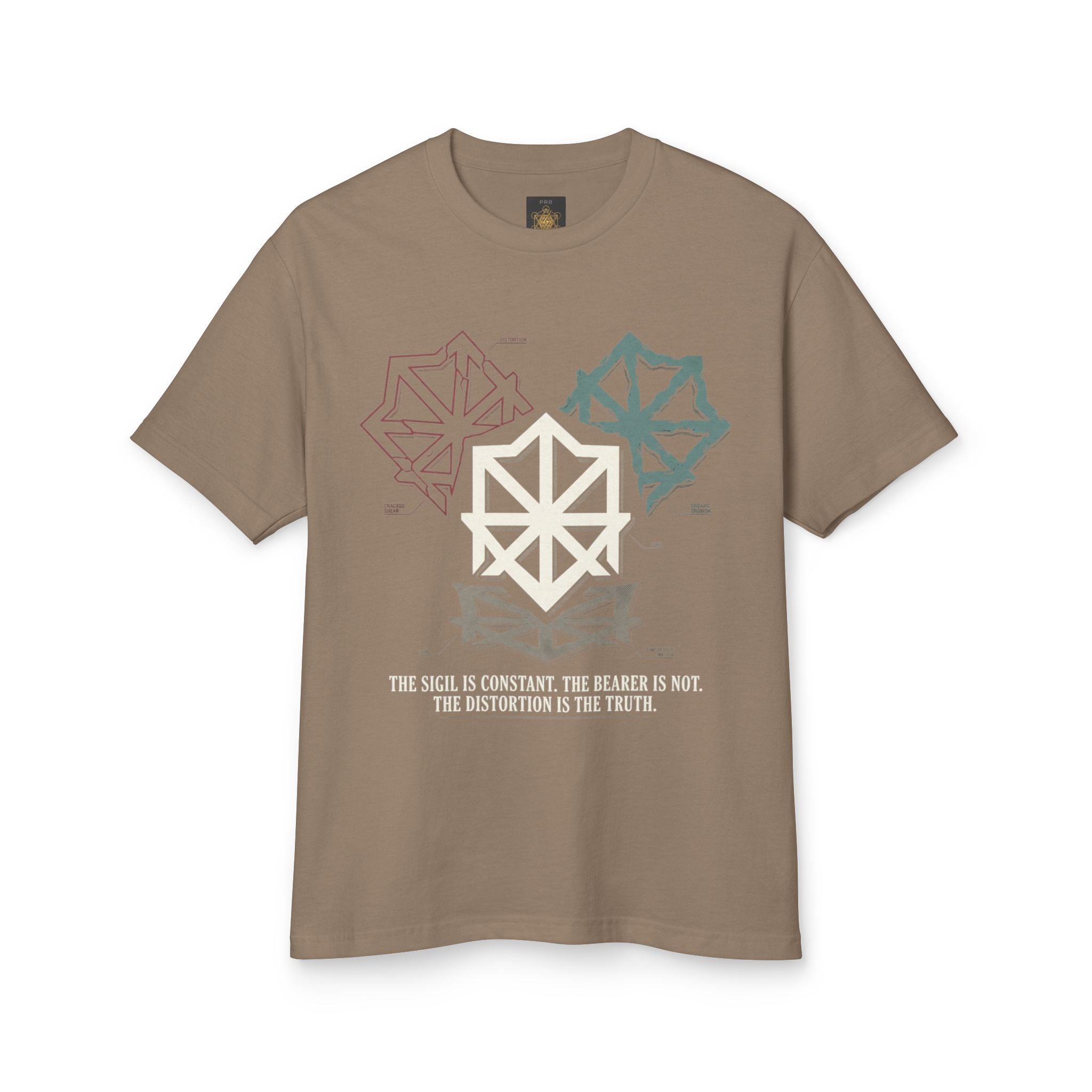Power Runs Black PRB Abstract Geometric Logo Tee — Vintage Garment-Dyed Graphic T-Shirt by Power Runs Black