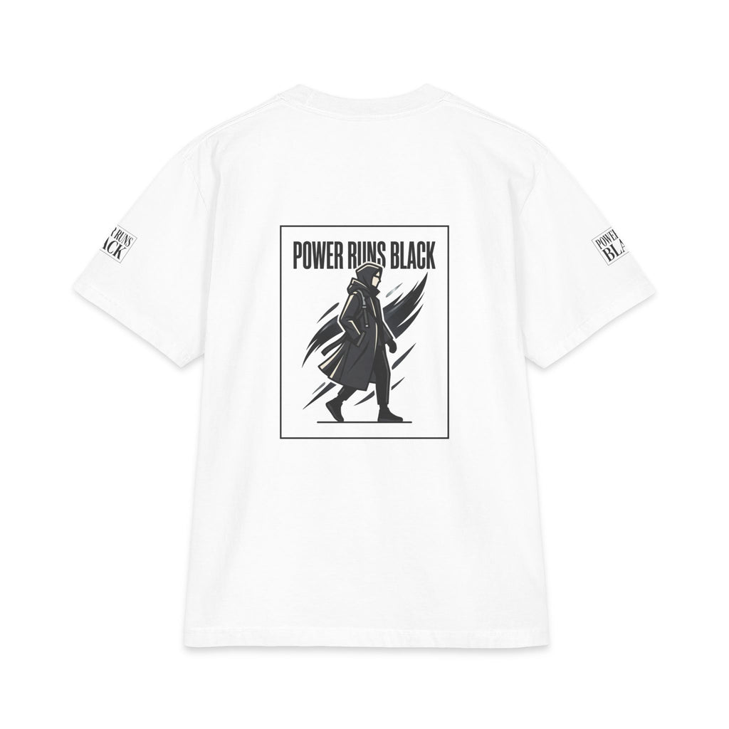 Power Runs Black Graphic T-Shirt — Bold Monochrome Streetwear by Printify