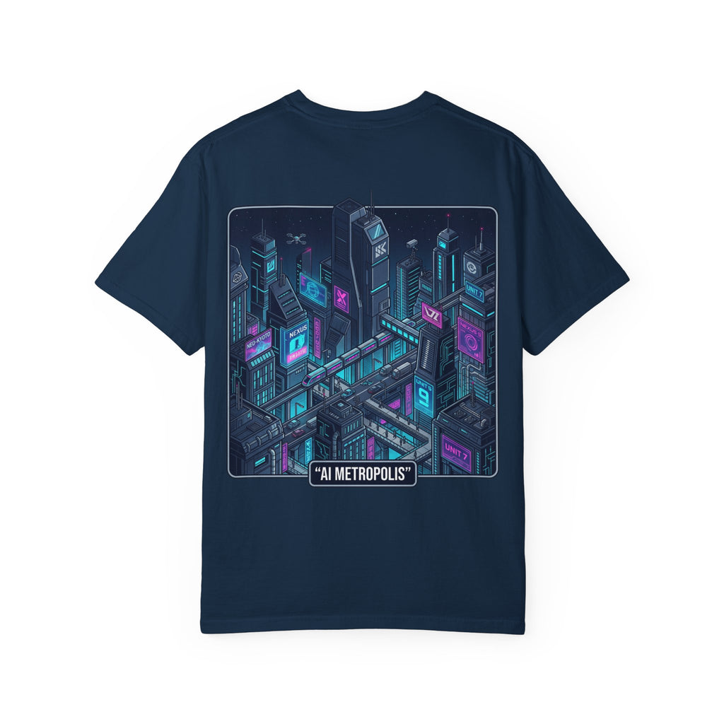 Power Runs Black AI Metropolis T-Shirt — 'At First, It Entered Quietly' Cybercity Graphic Tee by Concepts VS Entertainment/Tiktok shop