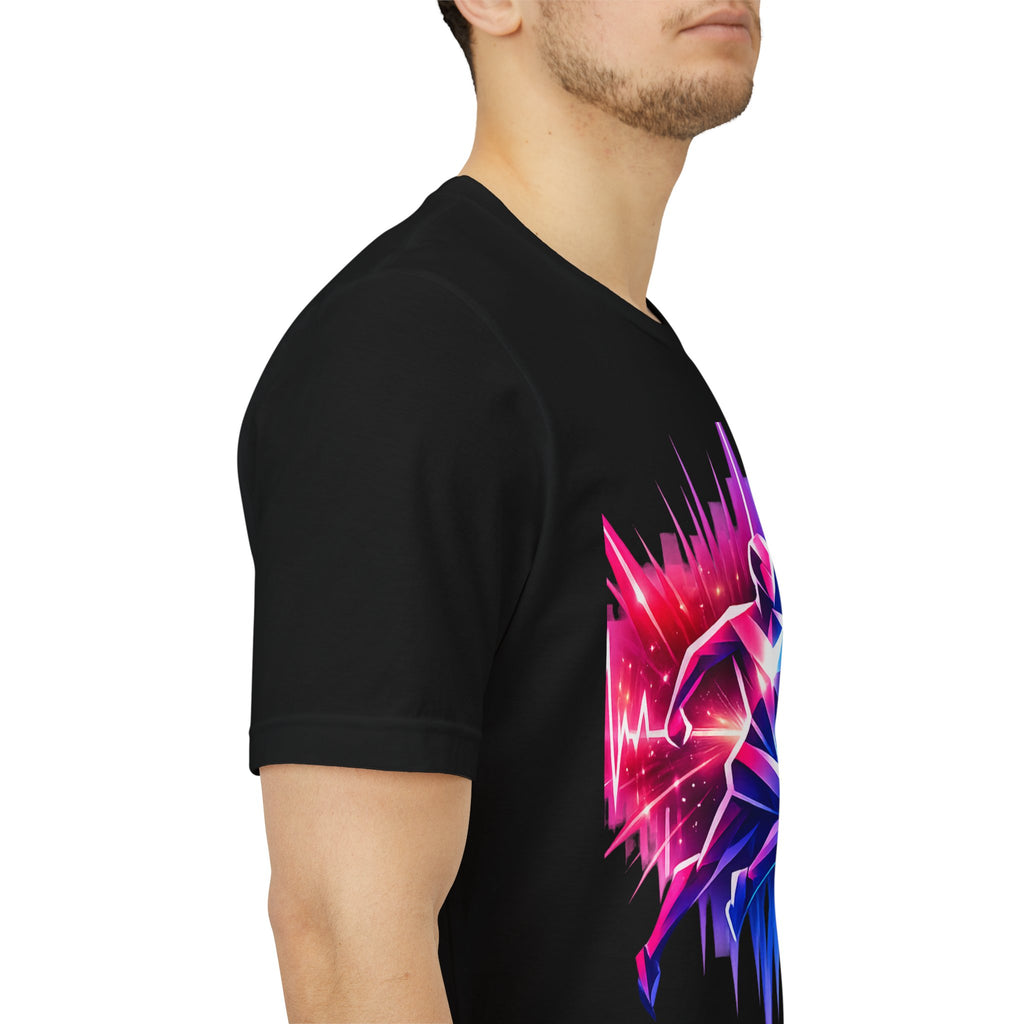 Power Runs Black PRB Running Pulse Graphic Tee — Neon Runner Heartbeat Sports T‑Shirt by Power Runs Black