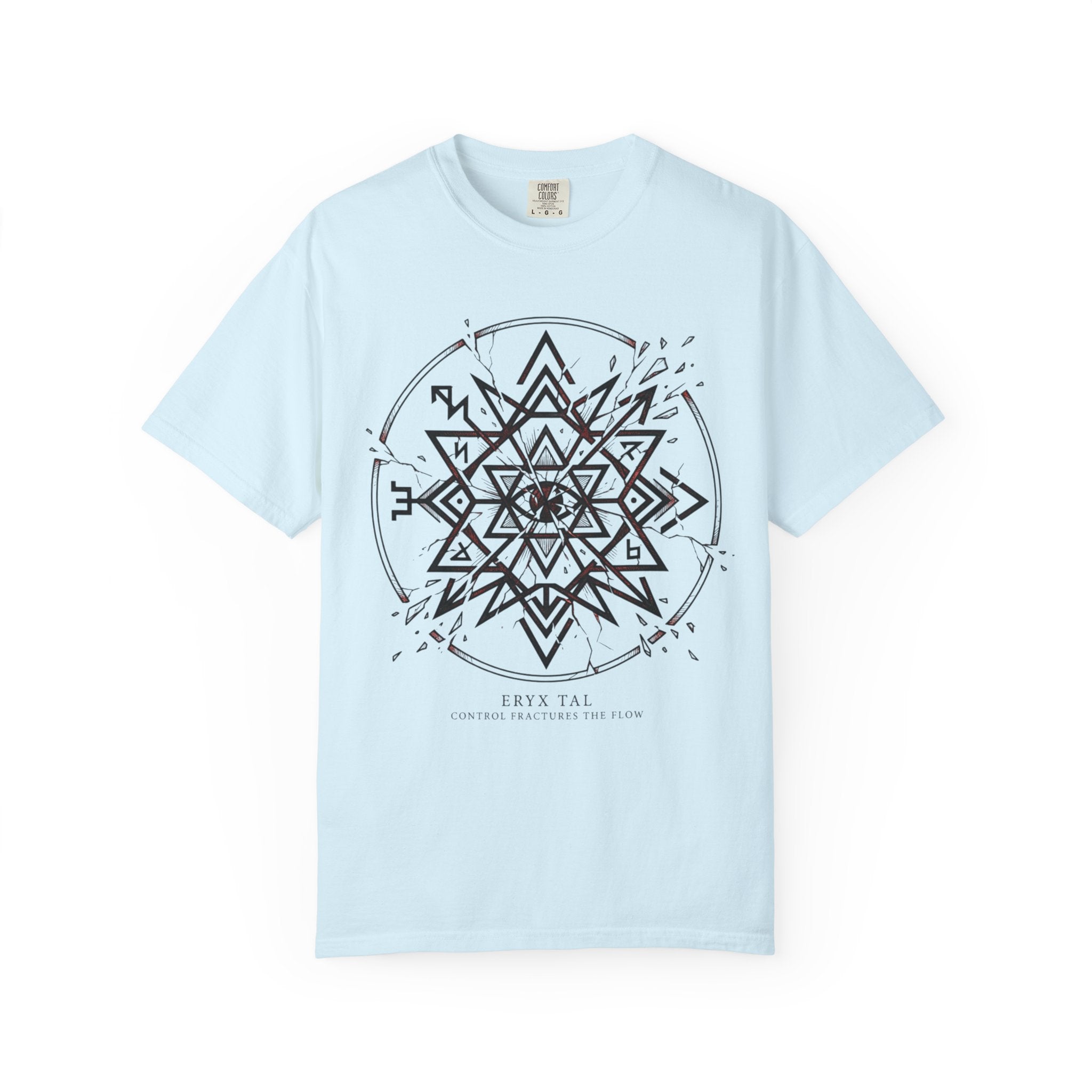 Power Runs Black PRB Eryx Tal Geometric Mandala T-Shirt — Symmetric Star Graphic Tee by Printify