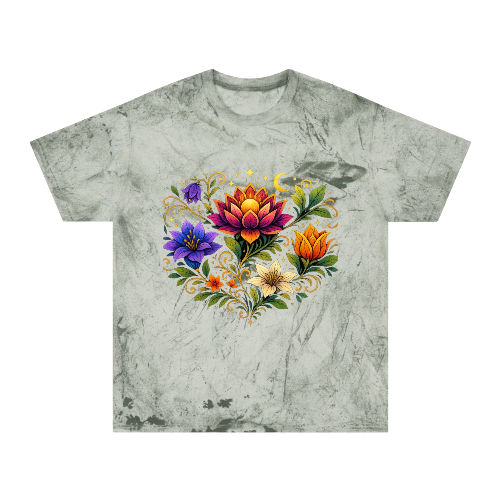 Pretty Rich Bitch by PRB Vibrant Lotus Bouquet T-Shirt | Floral Watercolor Bloom Tee by Power Runs Black