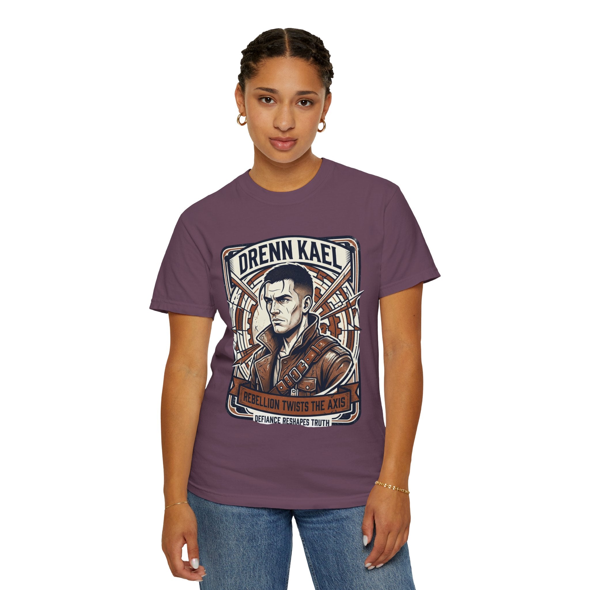 Power Runs Black PRB Drenn Kael Portrait T-Shirt — "Rebellion Twists the Axis" Graphic Tee by Power Runs Black