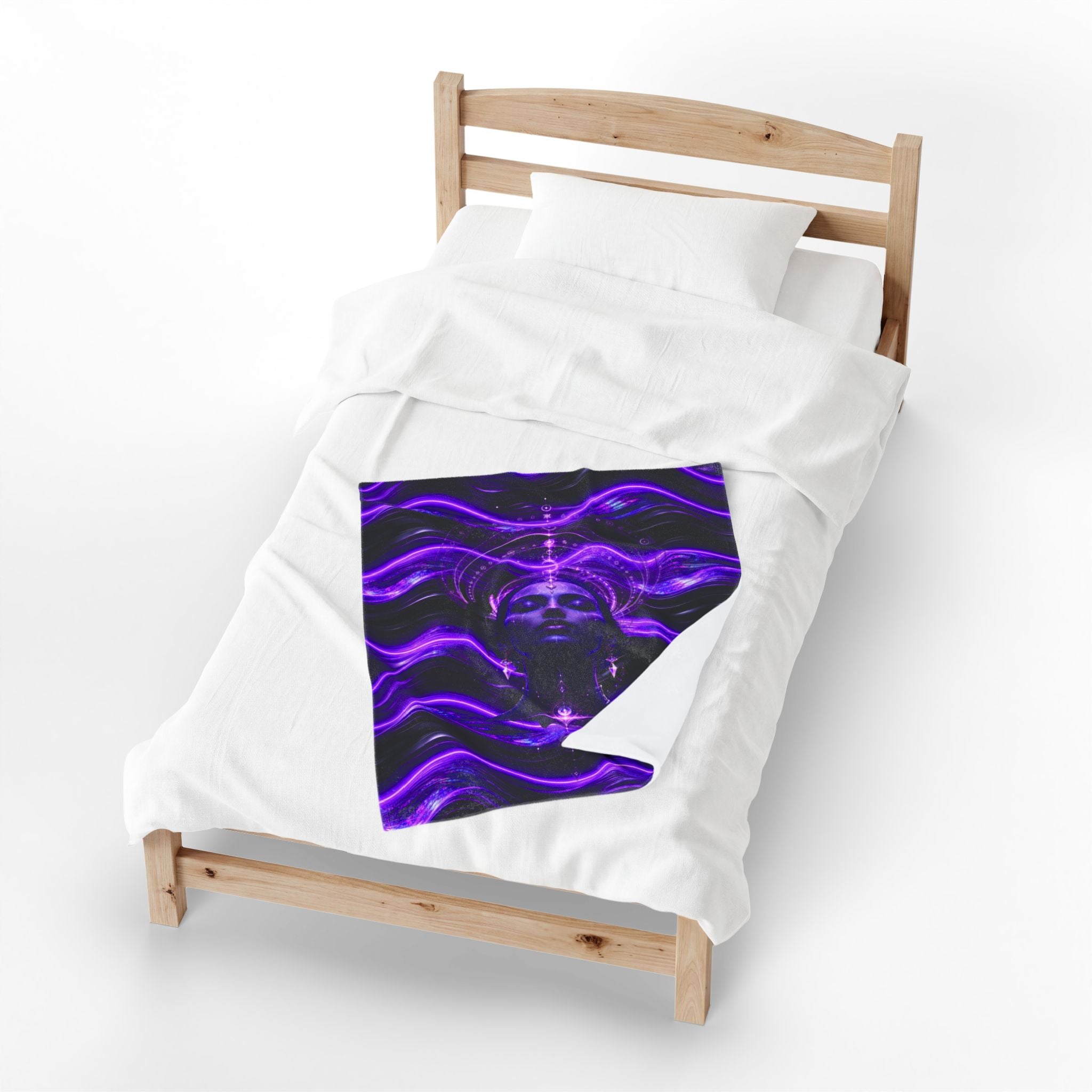 Power Runs Black Mystic Violet Aura Velveteen Plush Blanket by Power Runs Black