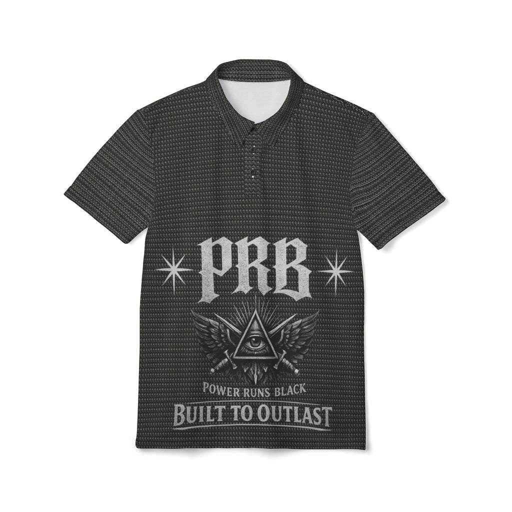 PRB 'Power Runs Black' Graphic Polo Shirt — Built to Outlast by Printify