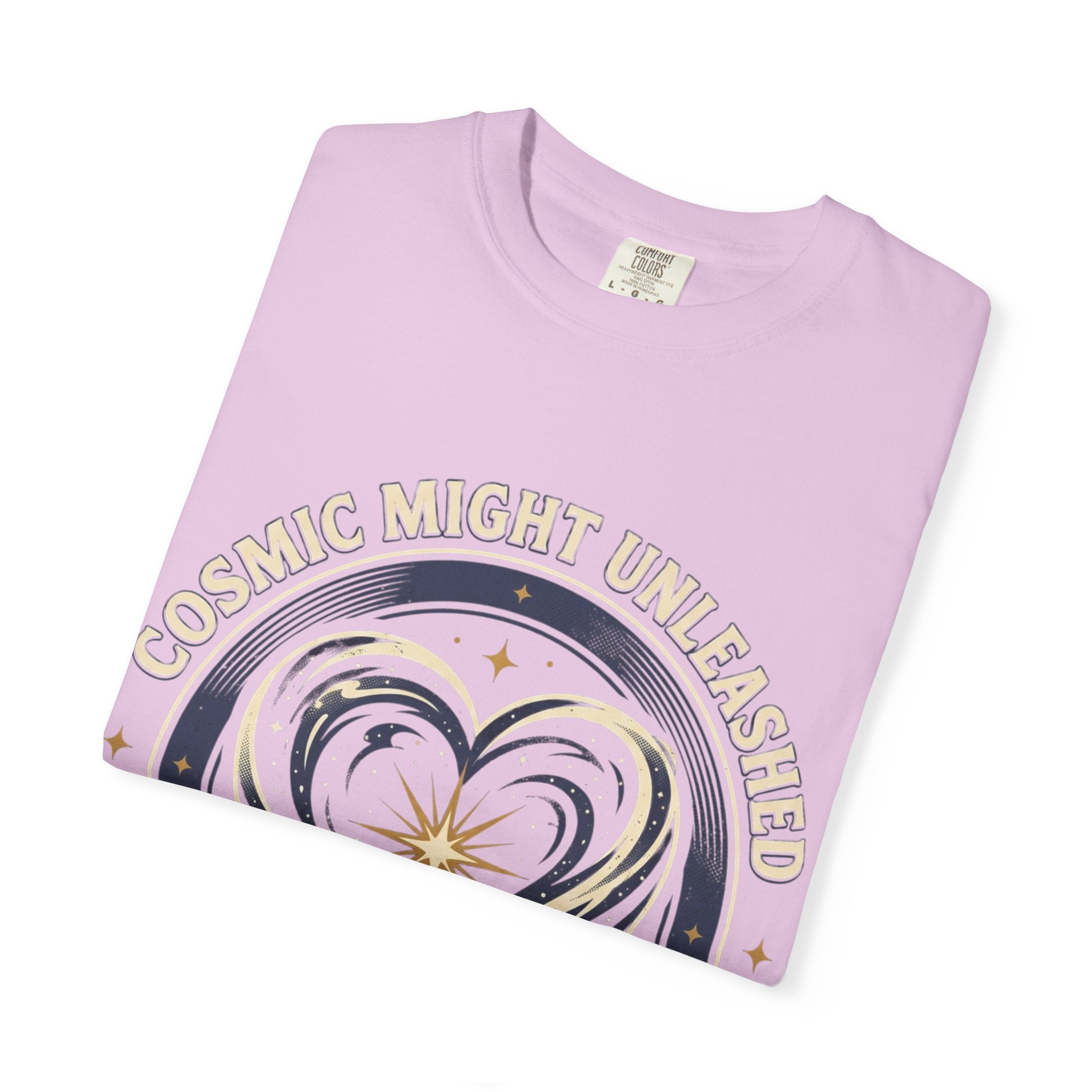 PRB Starforged Flex Cosmic Might Unleashed Heart Graphic T-Shirt — "Cosmic Might Unleashed" Astral Design by Power Runs Black