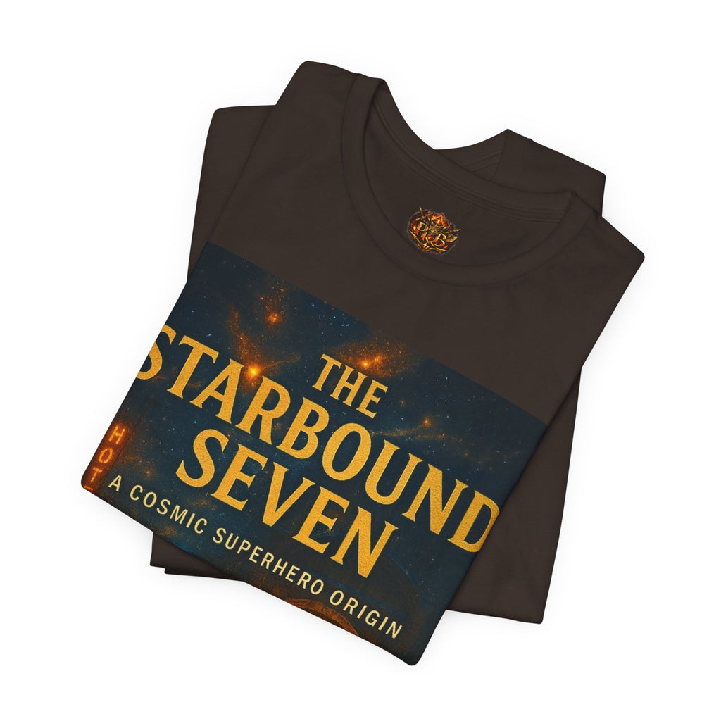 Power Runs Black PRB The Starbound Seven Tee – Retro Cosmic Superhero Poster Shirt by Power Runs Black