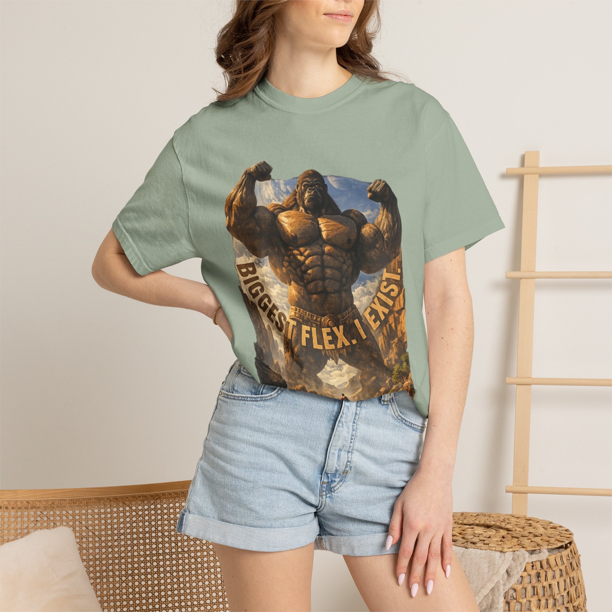 PRB Biggest Flex I Exist T-Shirt — Funny Muscle Gorilla Graphic Tee by Power Runs Black