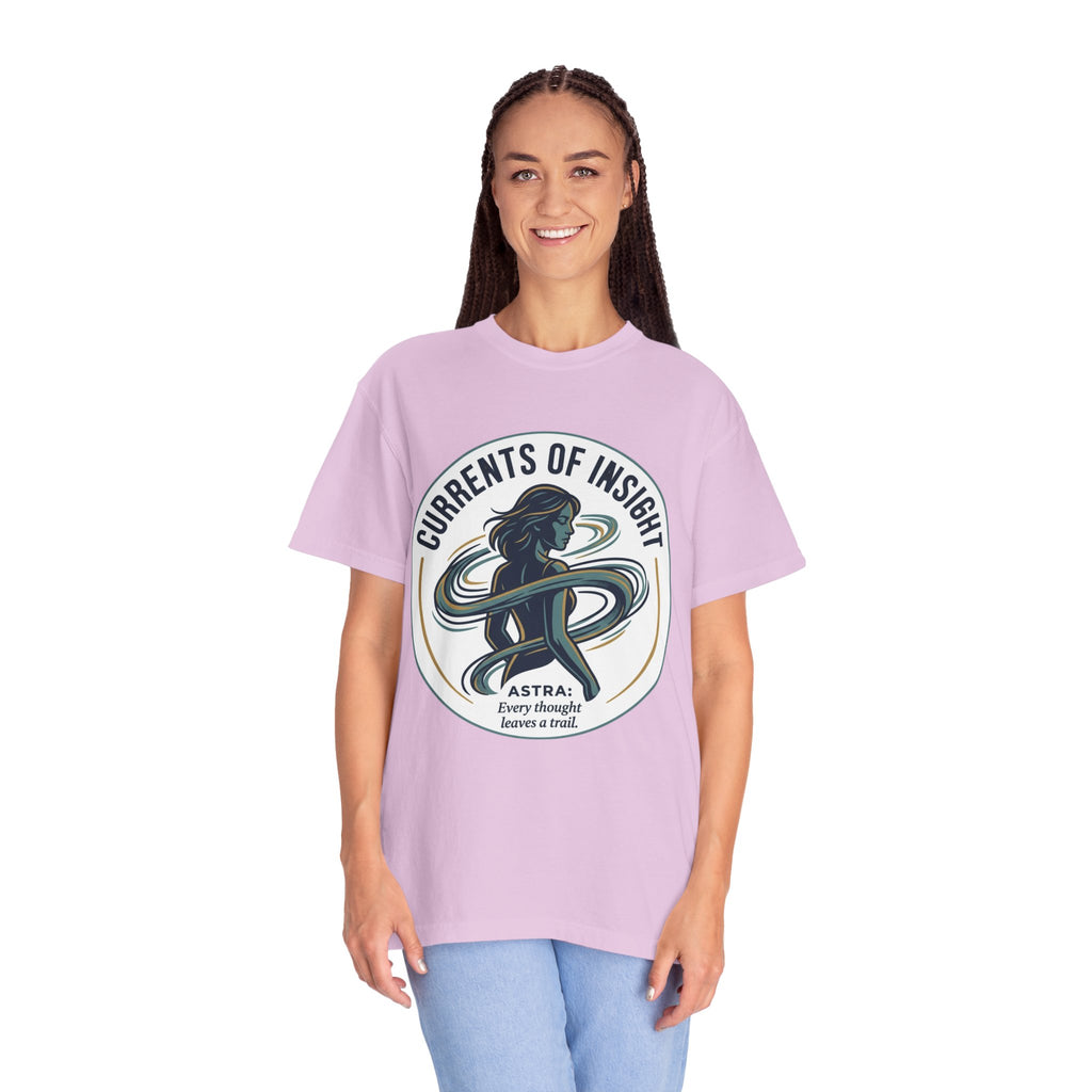 Power Runs Black Currents of Insight T-Shirt — 'Astra: Every thought leaves a trail' Graphic Tee by Power Runs Black