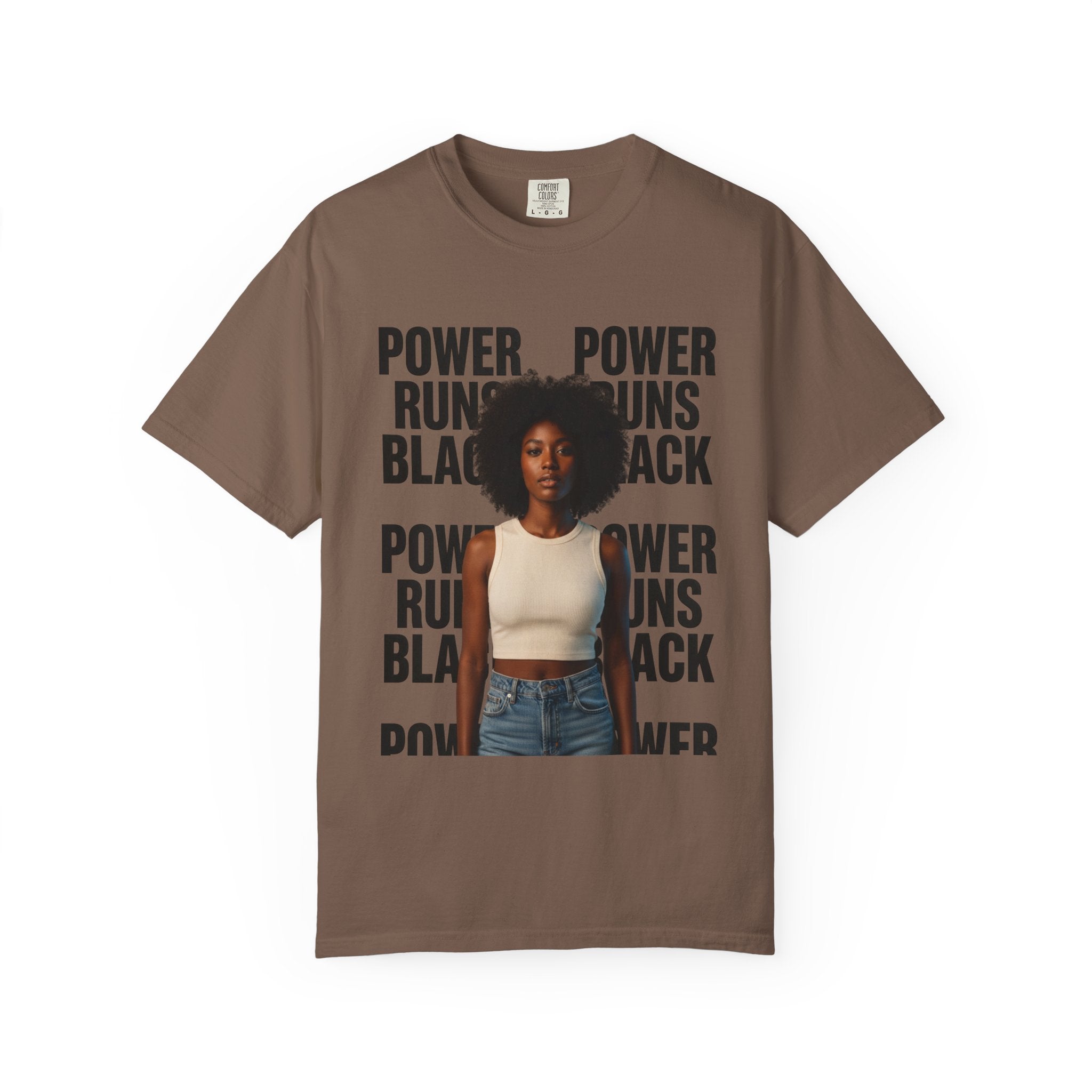 Power Runs Black PRB Power Runs Black T-Shirt — Empowerment Portrait Tee by Printify