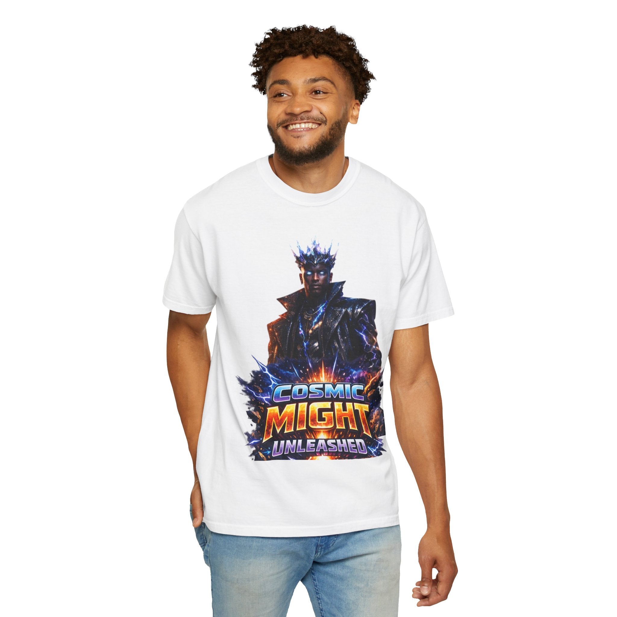 PRB Cosmic Might Unleashed T-shirt | Space Warrior Graphic Tee by Printify
