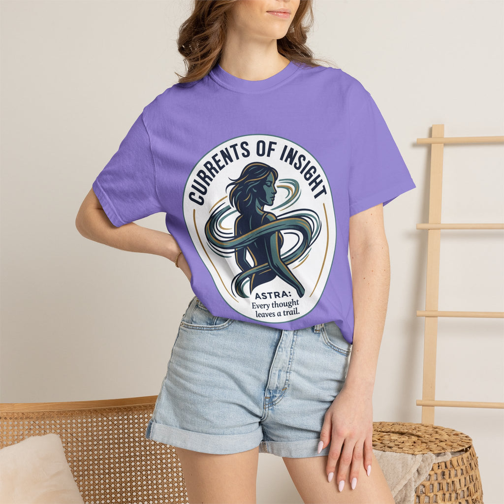Power Runs Black Currents of Insight T-Shirt — 'Astra: Every thought leaves a trail' Graphic Tee by Power Runs Black