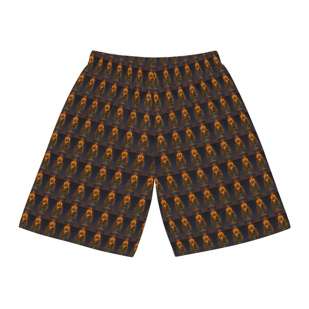 PRB Men's All-Over Print Basketball Shorts | Retro Neon Rocket Pattern by Power Runs Black