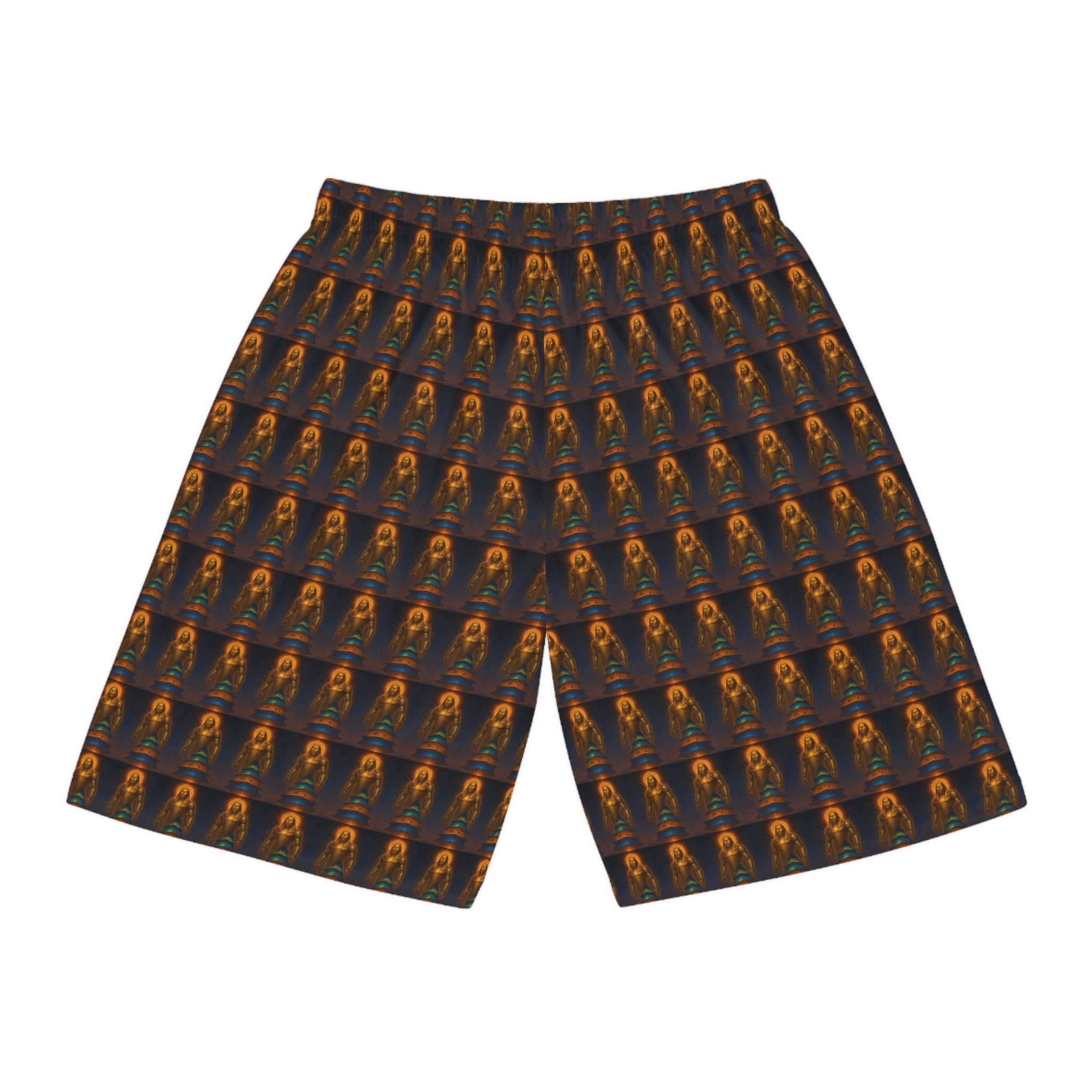 PRB Men's All-Over Print Basketball Shorts | Retro Neon Rocket Pattern by Power Runs Black
