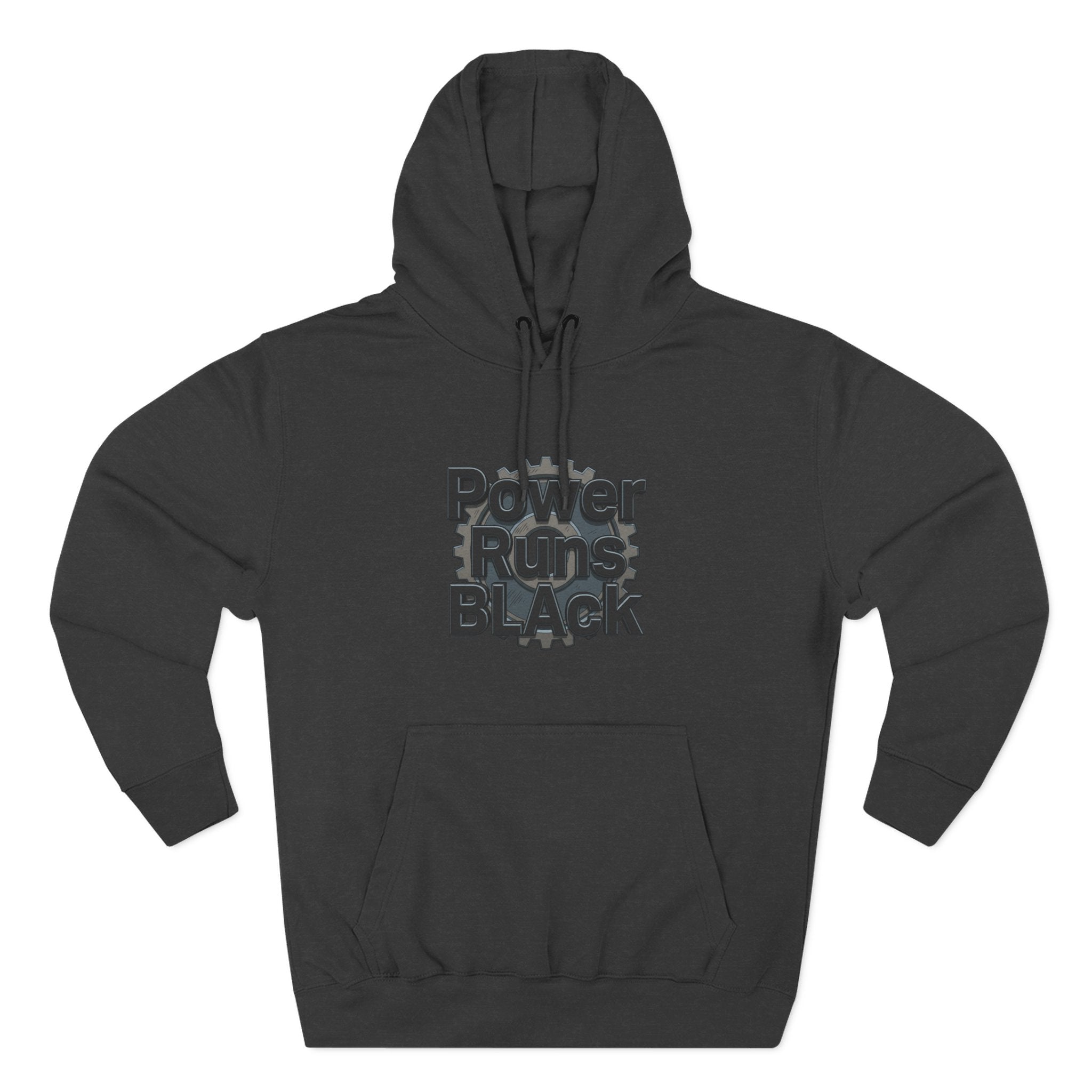 PRB Built of Power Graphic Hoodie — ‘Power Runs Black’ Industrial Mech Design by Power Runs Black