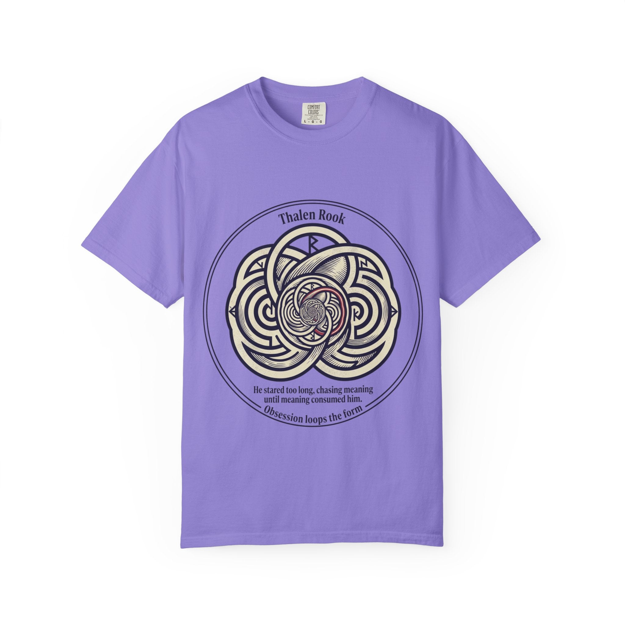 Power Runs Black PRB Thalen Rook Celtic Knot Graphic T-Shirt — "He stared too long..." Quote Tee by Printify