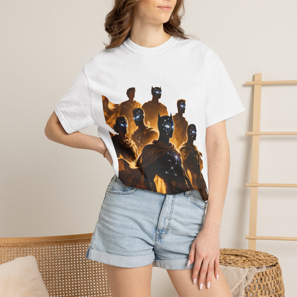 PRB Cosmic Heroes Graphic Tee (Golden Cloaks & Starry Faces) by Printify