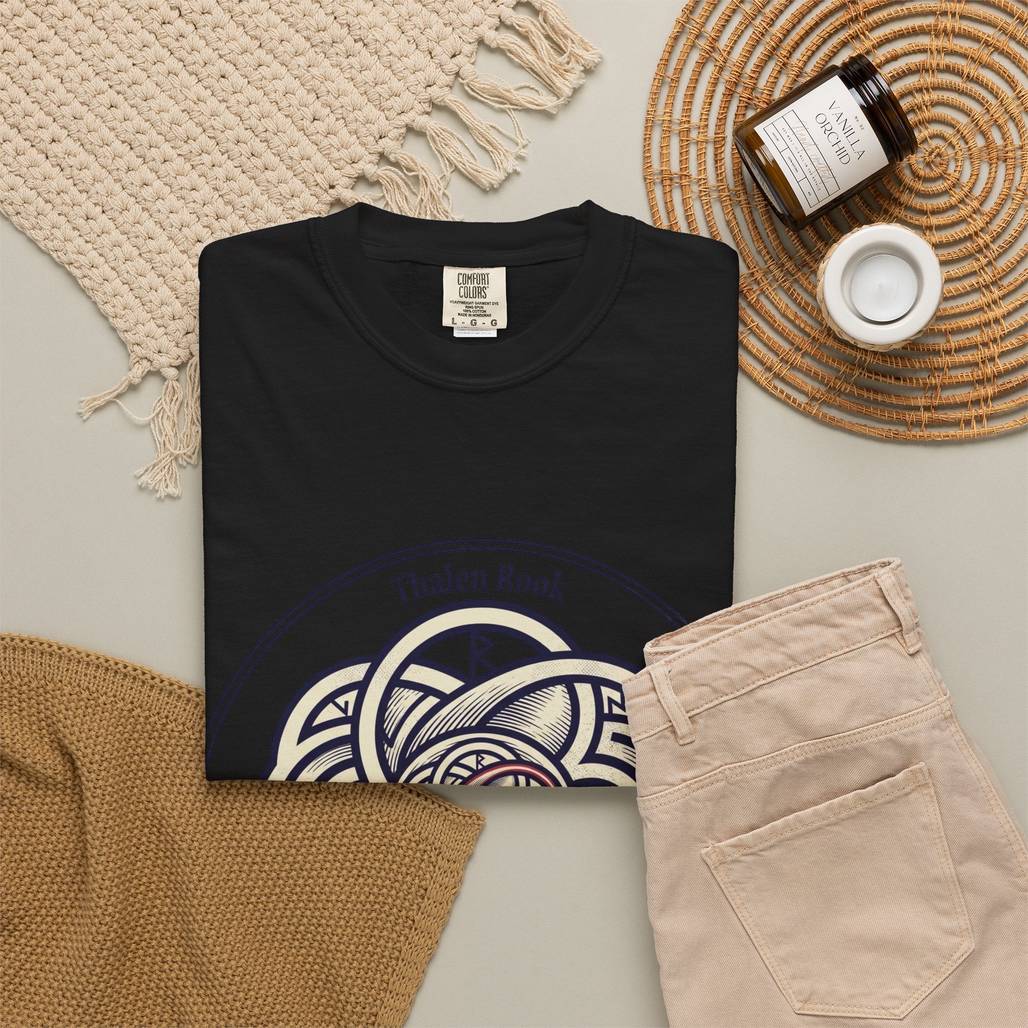 Power Runs Black PRB Thalen Rook Celtic Knot Graphic T-Shirt — "He stared too long..." Quote Tee by Printify
