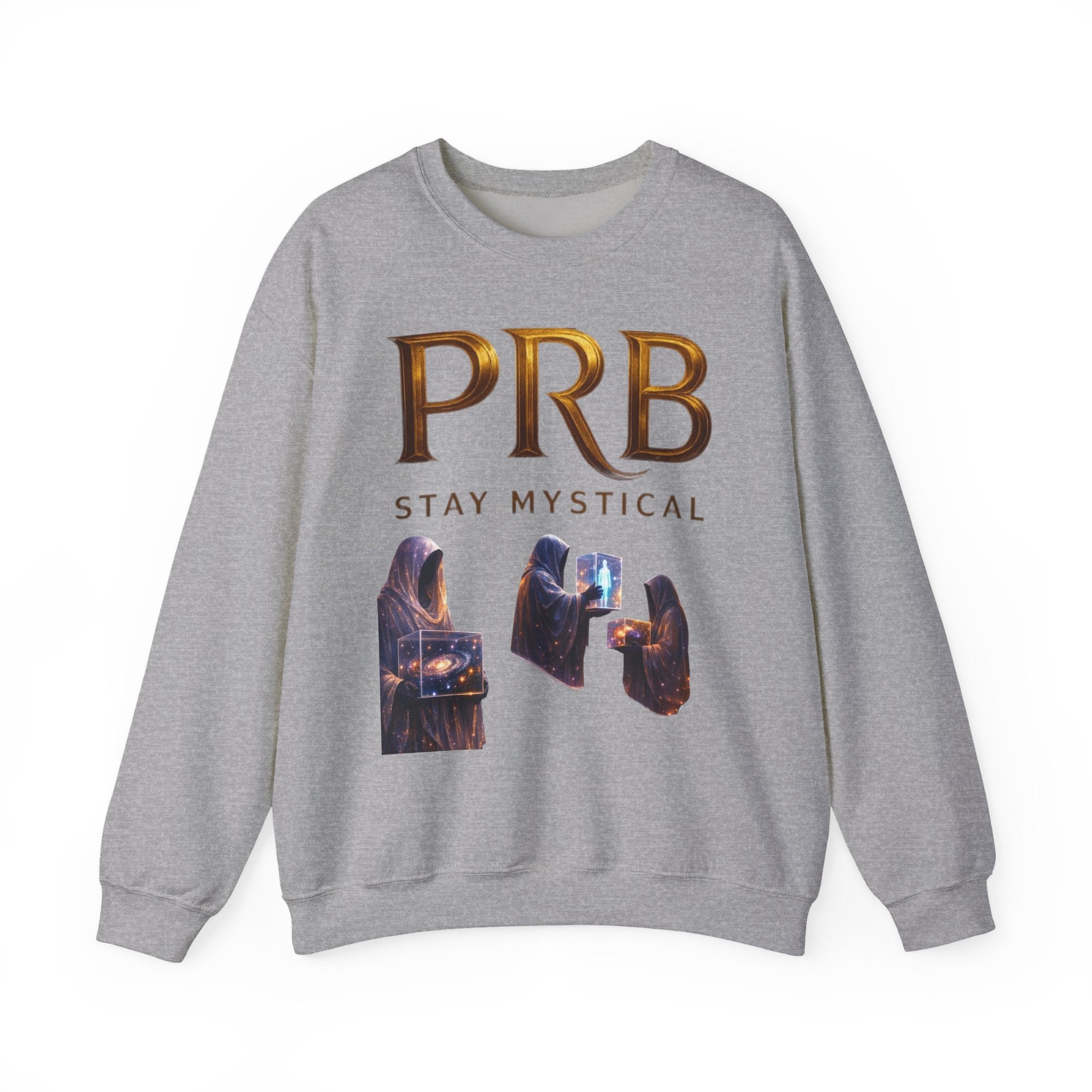 PRB Mystic Library Crewneck Sweatshirt — Cosmic Wizardry Art by Power Runs Black