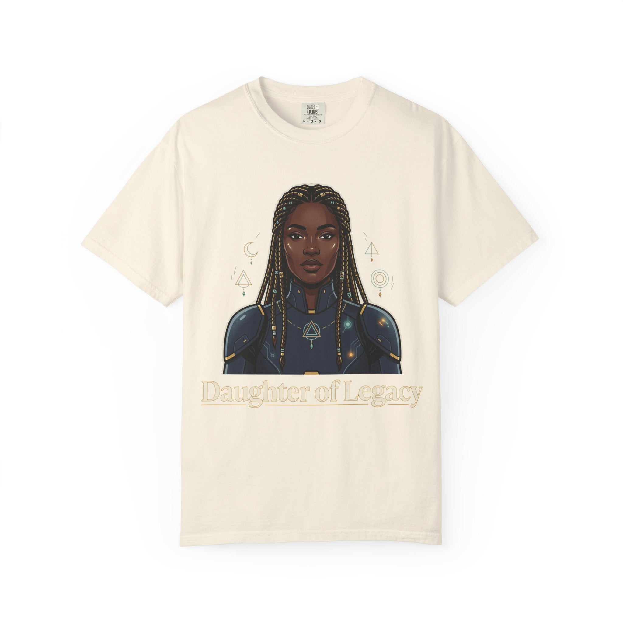 Power Runs Black Daughter of Legacy Graphic T-Shirt | Black Girl Magic Portrait Tee by Printify