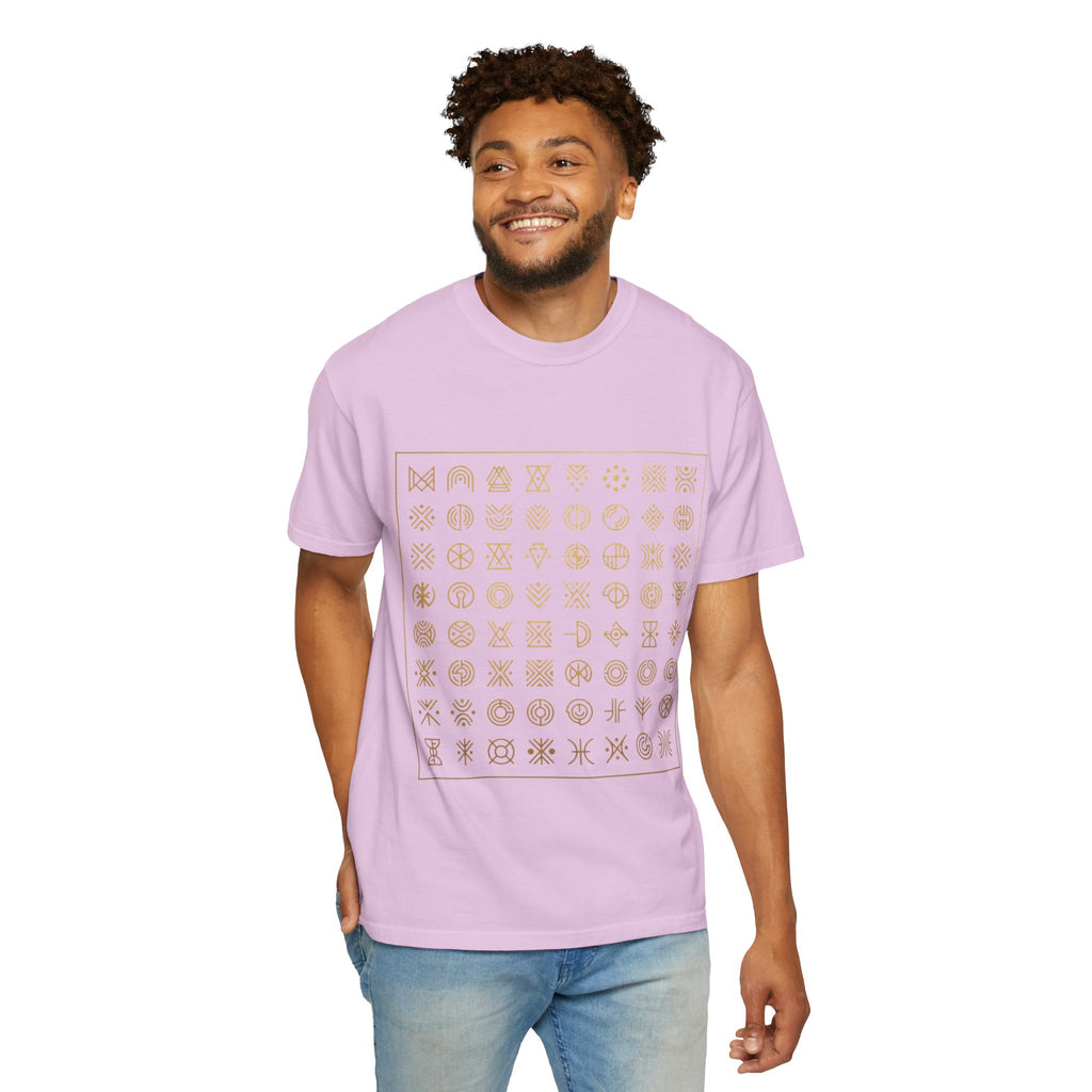 Power Runs Black PRB Symbol Grid T-Shirt — Minimal Gold Icon Graphic Tee by Printify