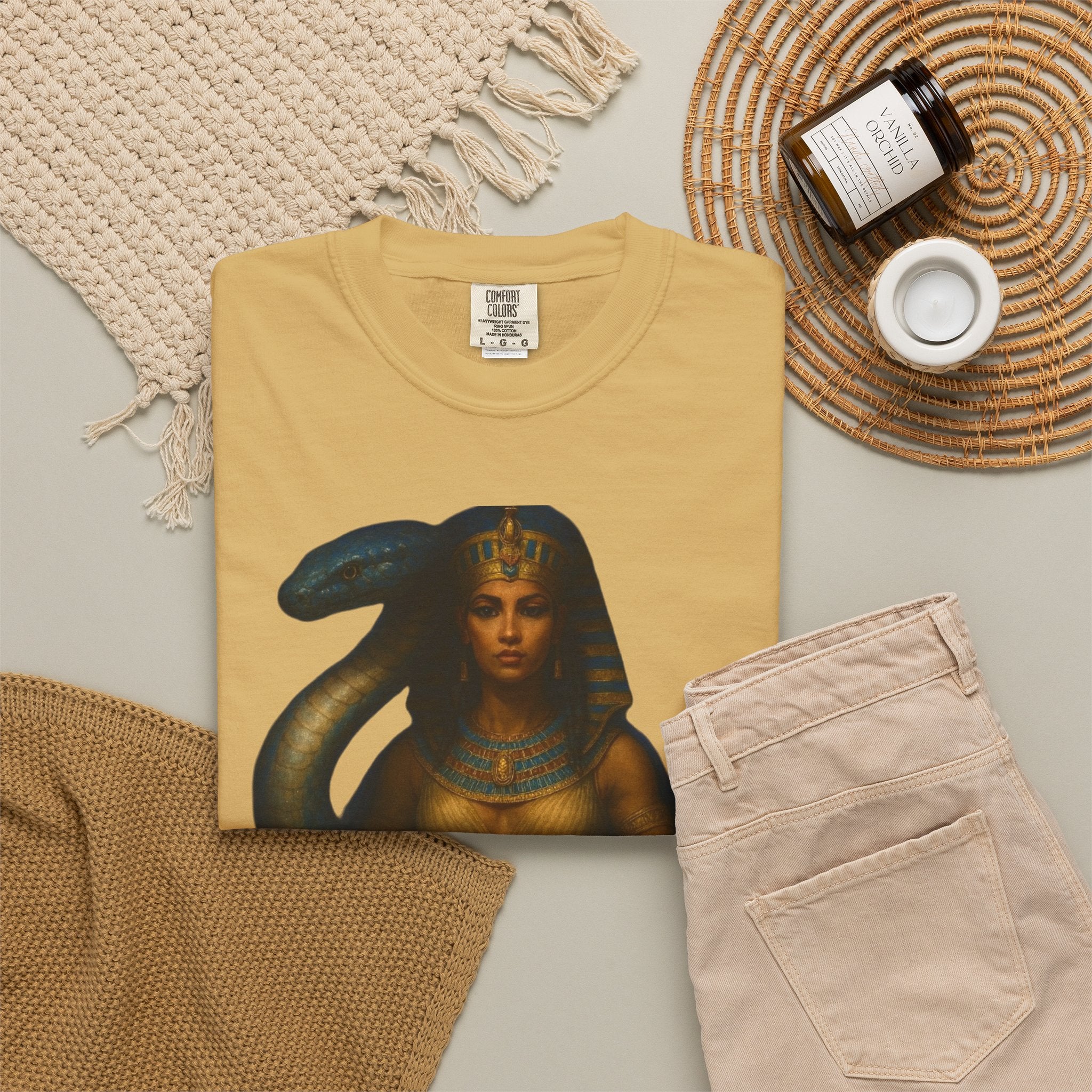 PRB Egyptian Goddess with Snake T-Shirt | Pharaoh Serpent Art Tee by Power Runs Black