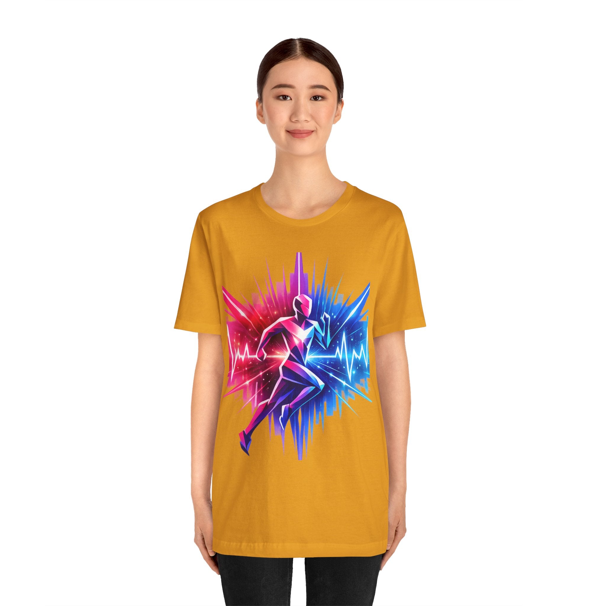 Power Runs Black PRB Running Pulse Graphic Tee — Neon Runner Heartbeat Sports T‑Shirt by Power Runs Black