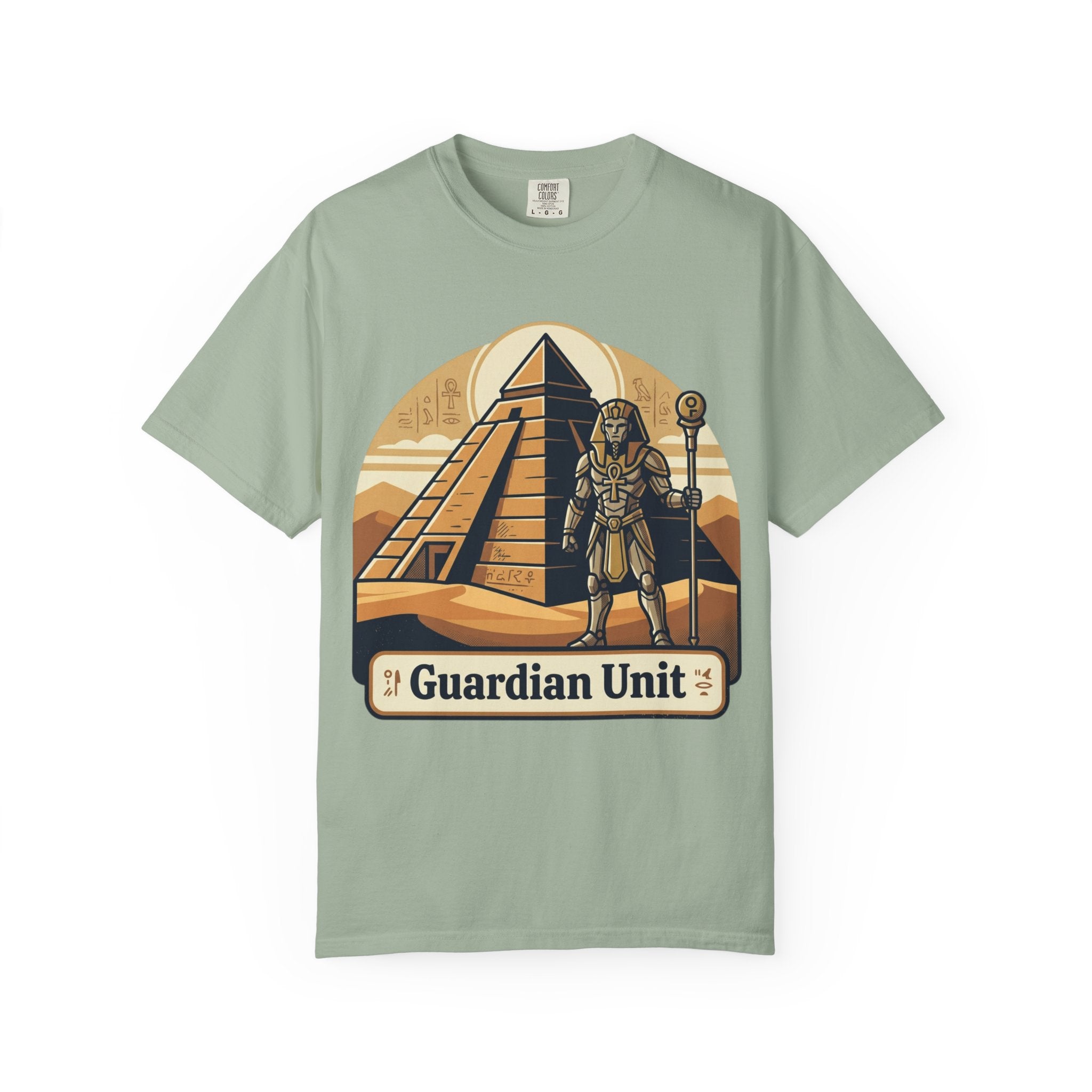 Power Runs Black PRB Guardian Unit T-Shirt — Egyptian Pyramid Sci‑Fi Graphic Tee by Printify