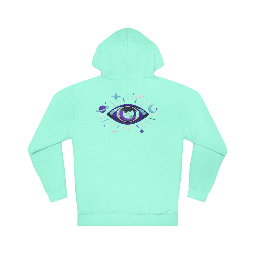 PRB Mystic Purple All-Seeing Eye Hoodie | Celestial Stars Moon by Power Runs Black