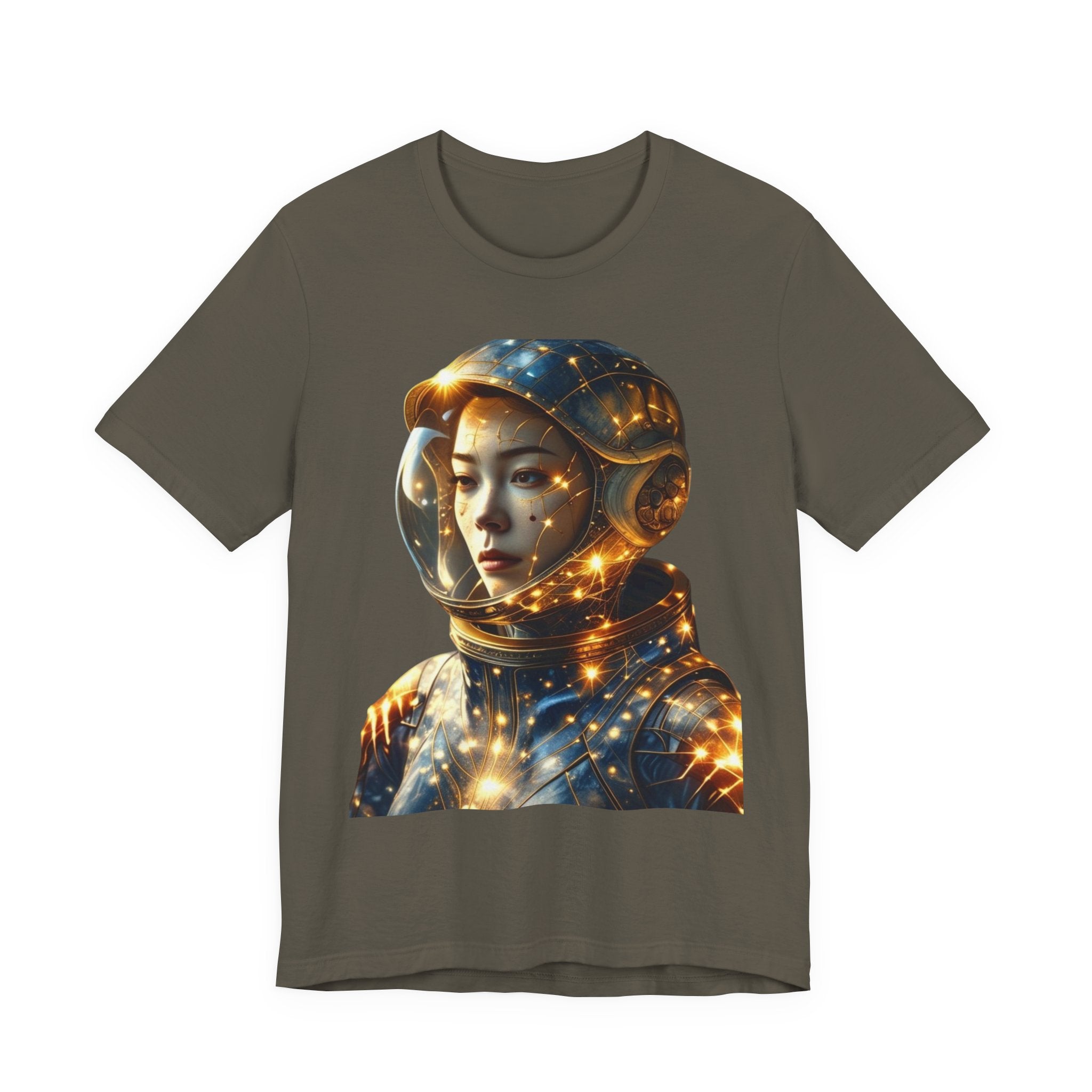 PRB Astronaut Portrait Tee — Starry Cosmic Helmet Graphic T-Shirt by Power Runs Black