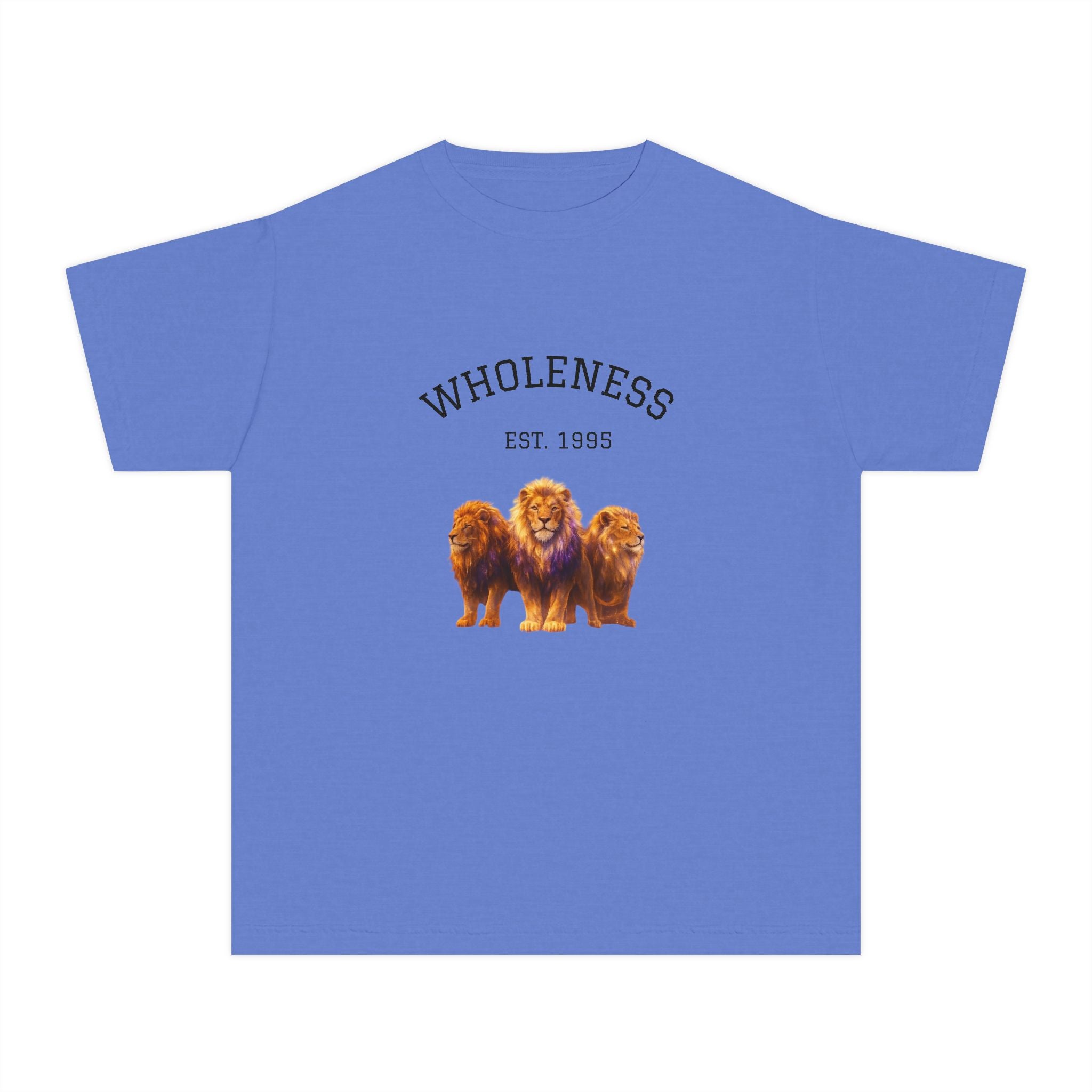 PRB Youth Tee — "Wholeness Est. 1995" Lion Graphic Kids Shirt by Power Runs Black