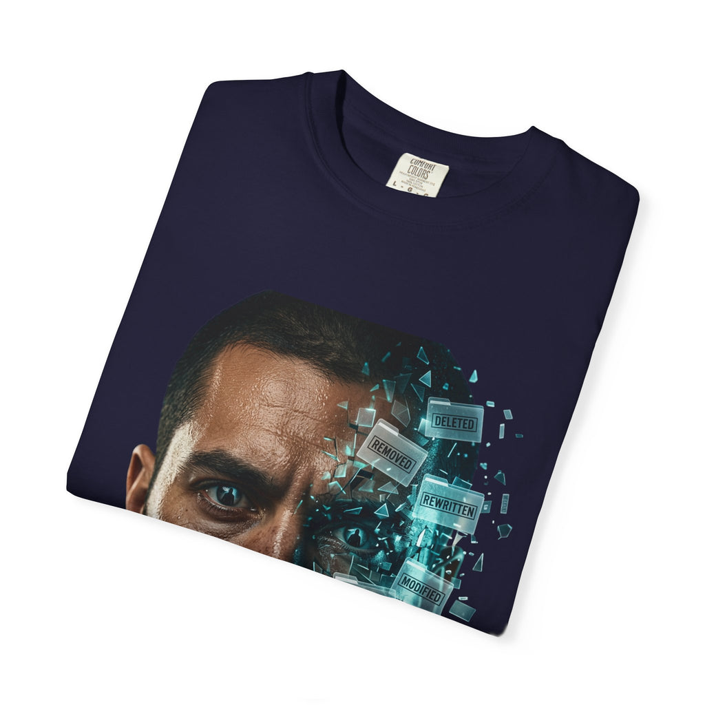 Syndication Loop Cyberpunk Portrait Tee — Tech-Noir Graphic T-Shirt | Power Runs Black by Printify