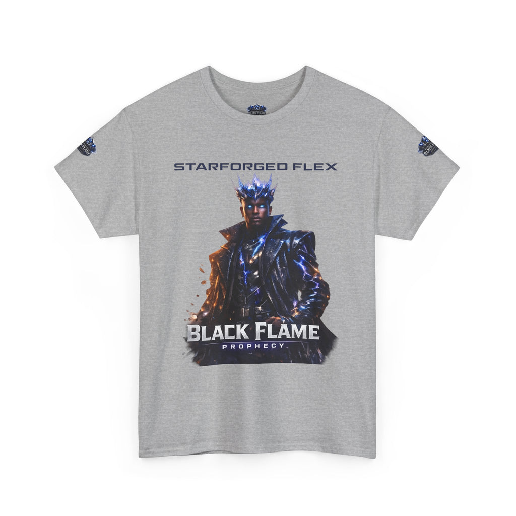 PRB Black Flame Prophecy Tee — Starforged Flex Graphic T‑Shirt by Power Runs Black
