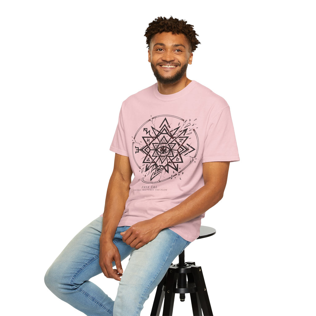 Power Runs Black PRB Eryx Tal Geometric Mandala T-Shirt — Symmetric Star Graphic Tee by Printify