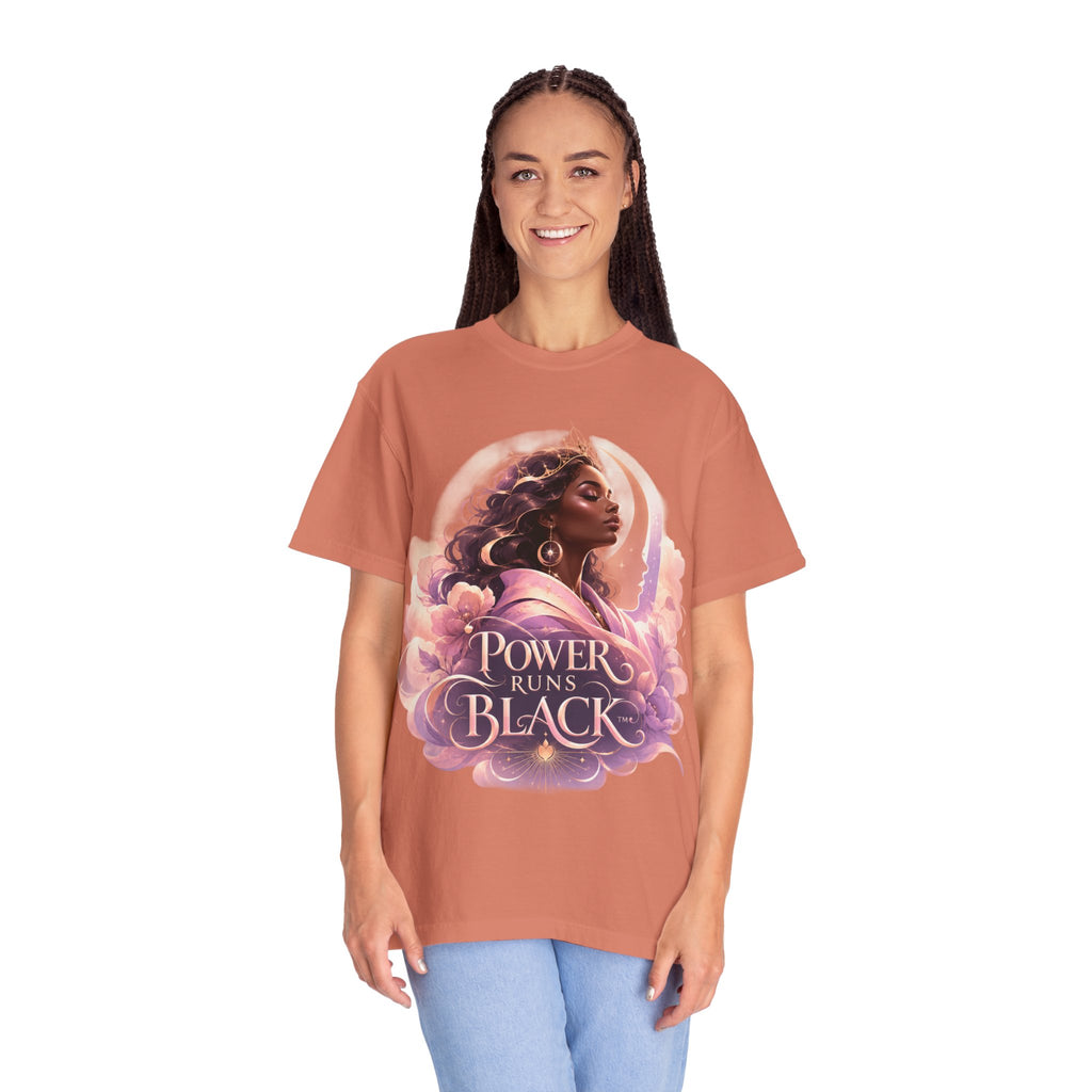 Power Runs Black graphic tee | Black woman portrait, Afro empowerment shirt by Power Runs Black