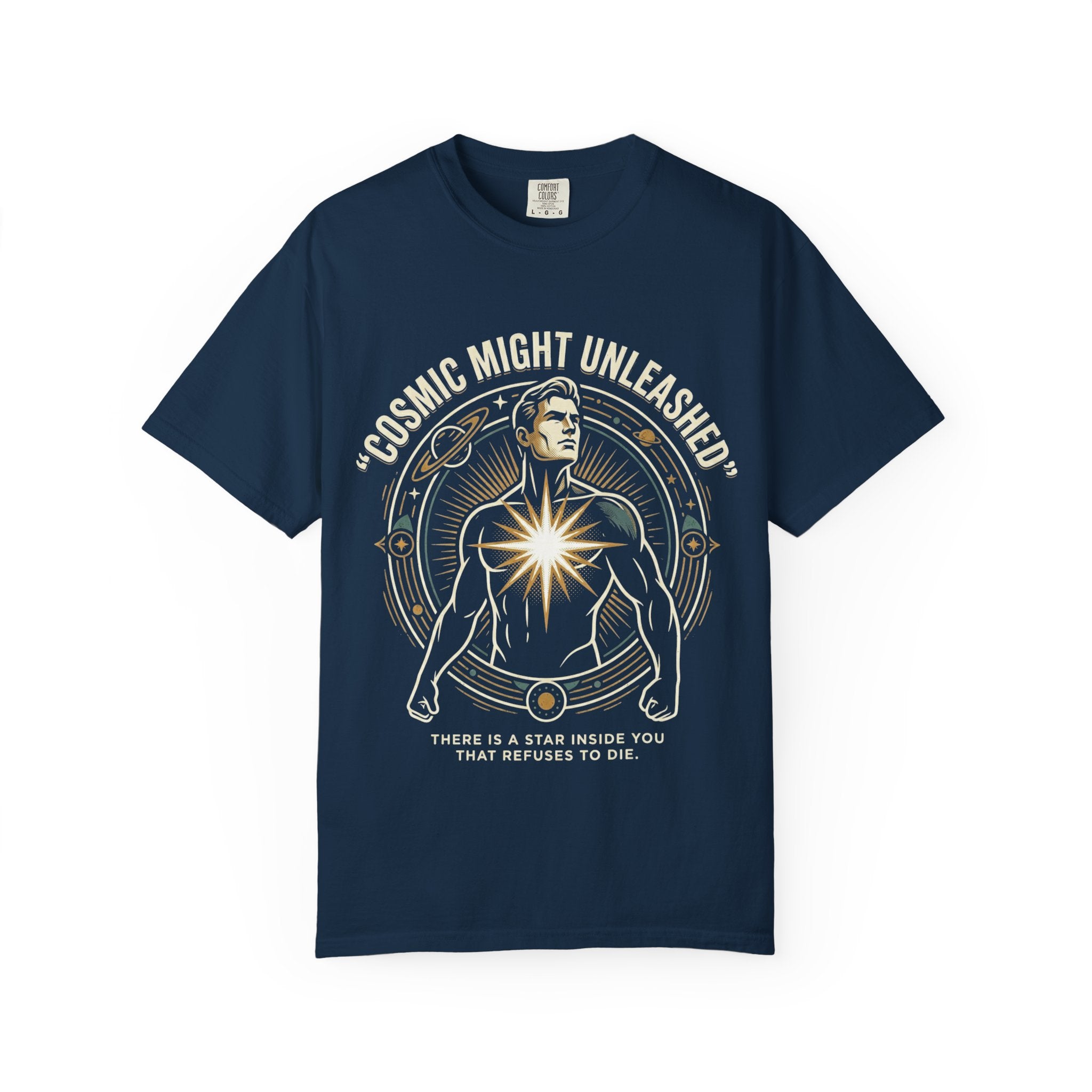 PRB Starforged Flex Cosmic Might Unleashed T-Shirt — Astral Hero Graphic Tee by Power Runs Black