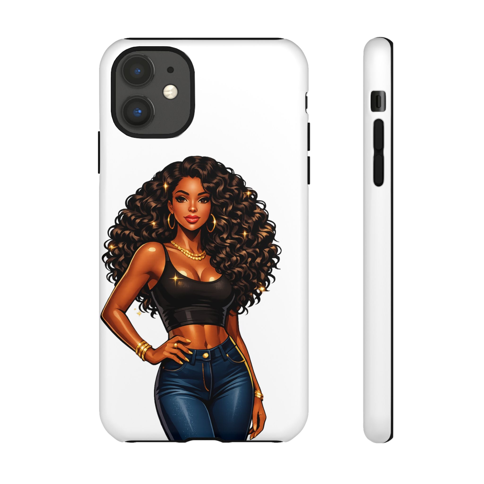 Pretty Rich Bitch by PRB Curly Hair Phone Case by Power Runs Black