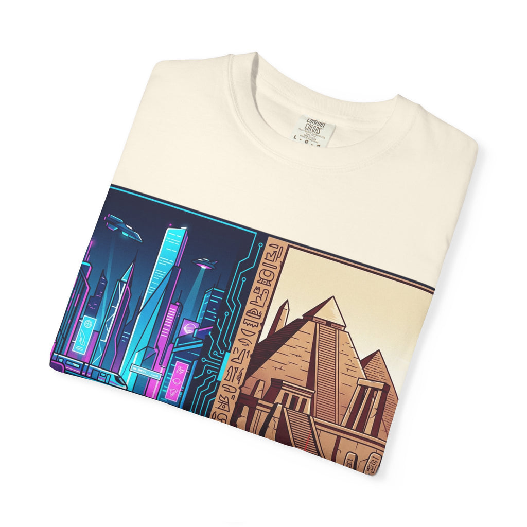Power Runs Black PRB Blue Technopolis/ Red Dominion Two Worlds One System T-Shirt by Power Runs Black