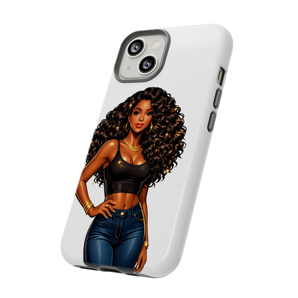 Pretty Rich Bitch by PRB Curly Hair Phone Case by Power Runs Black