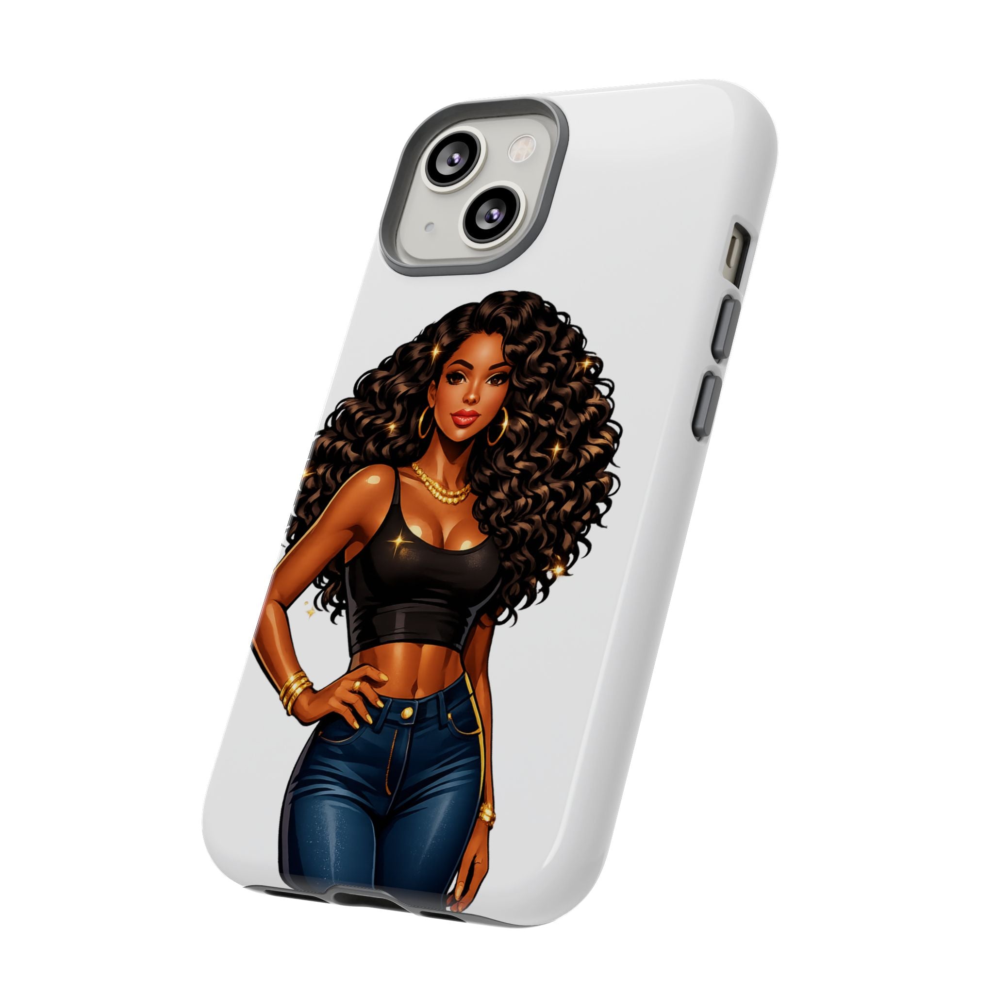 Pretty Rich Bitch by PRB Curly Hair Phone Case by Power Runs Black