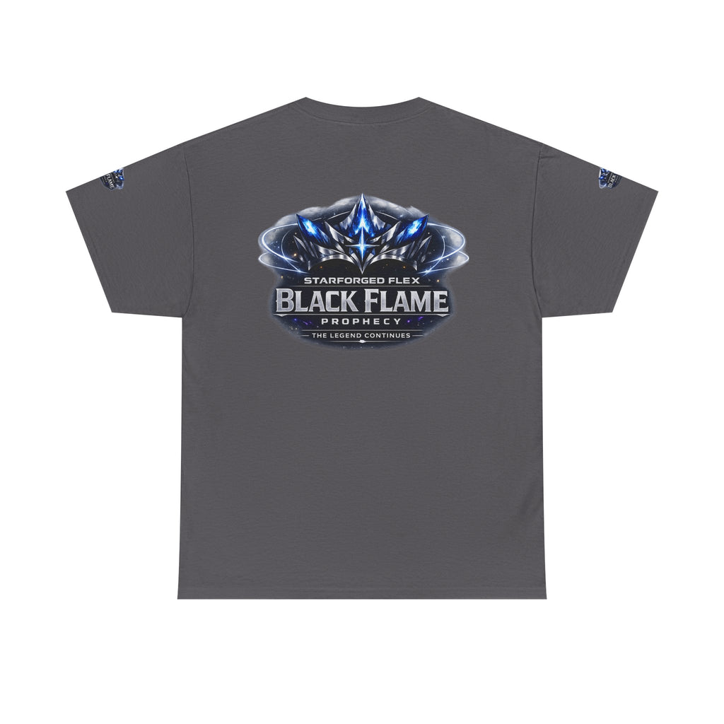 PRB Black Flame Prophecy Tee — Starforged Flex Graphic T‑Shirt by Power Runs Black