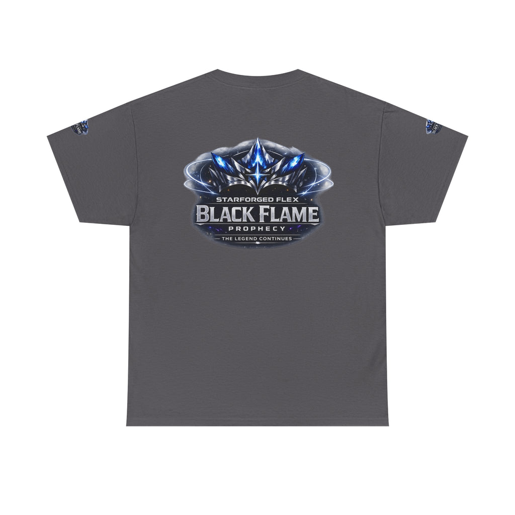 Black Flame Prophecy Graphic Tee — Dark Fantasy Sci-Fi T-Shirt | Power Runs Black by Printify