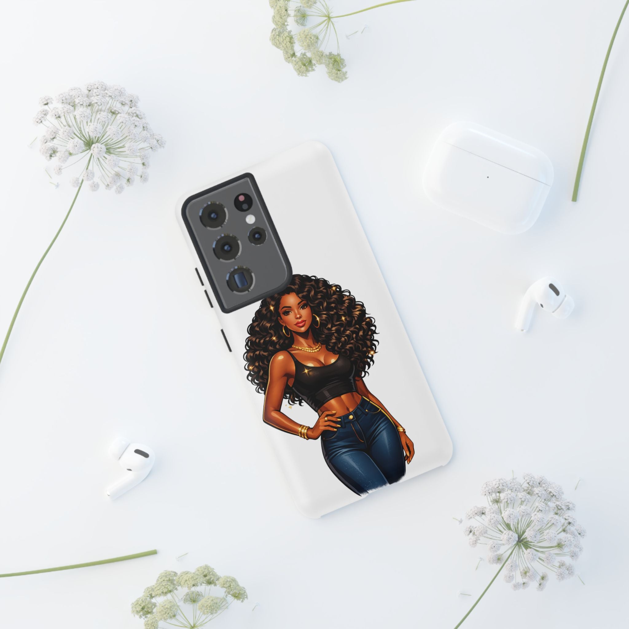 Pretty Rich Bitch by PRB Curly Hair Phone Case by Power Runs Black