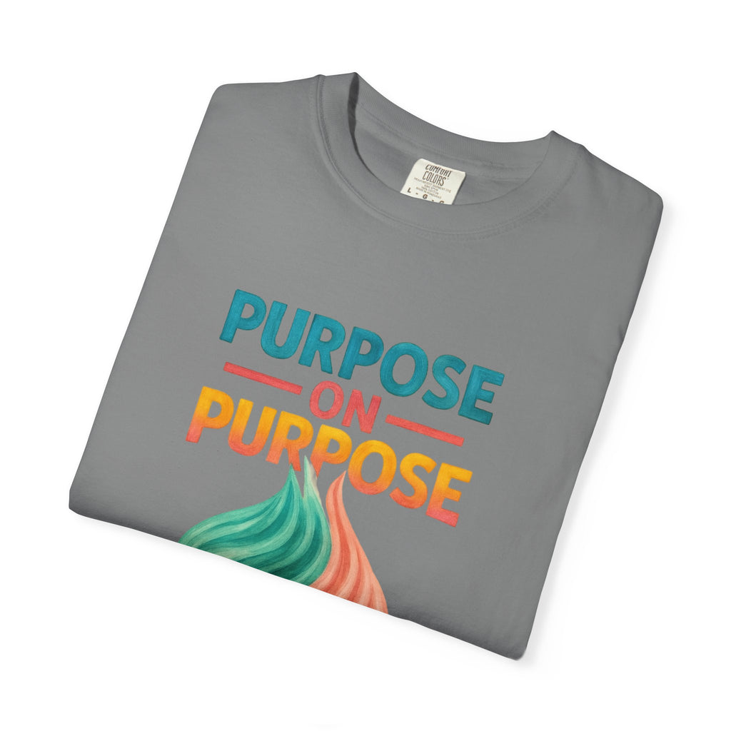 PRB Purpose On Purpose T-Shirt — Inspirational Graphic Tee with Abstract Wave Design by Power Runs Black