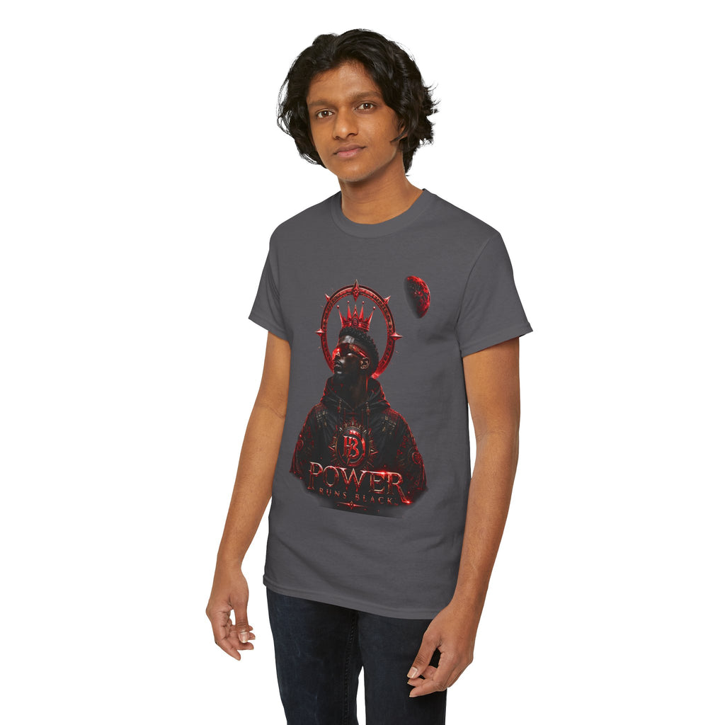 Power Runs Black Red Angel Graphics Tee by Printify