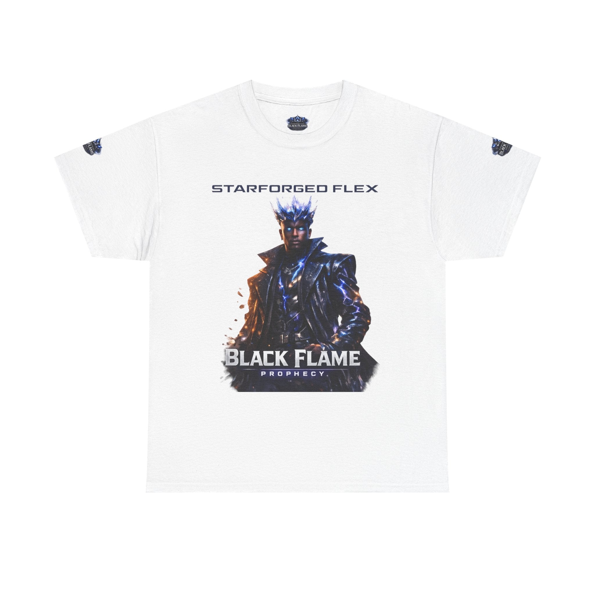 PRB Black Flame Prophecy Tee — Starforged Flex Graphic T‑Shirt by Power Runs Black